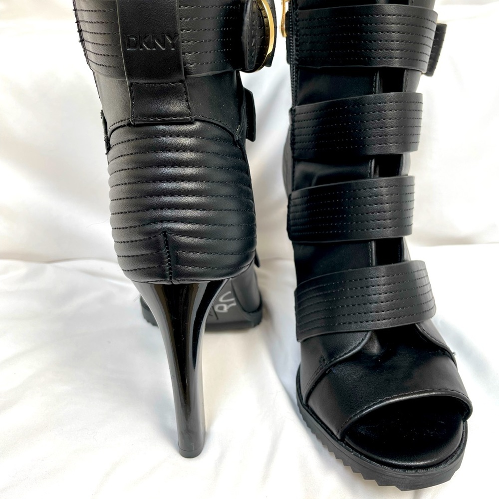 DKNY black peep-toe booties